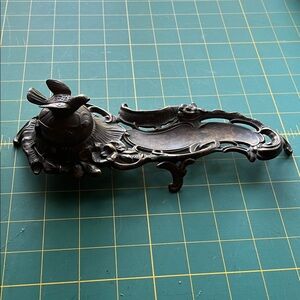 Vintage Bronze Inkwell with ceramic insert